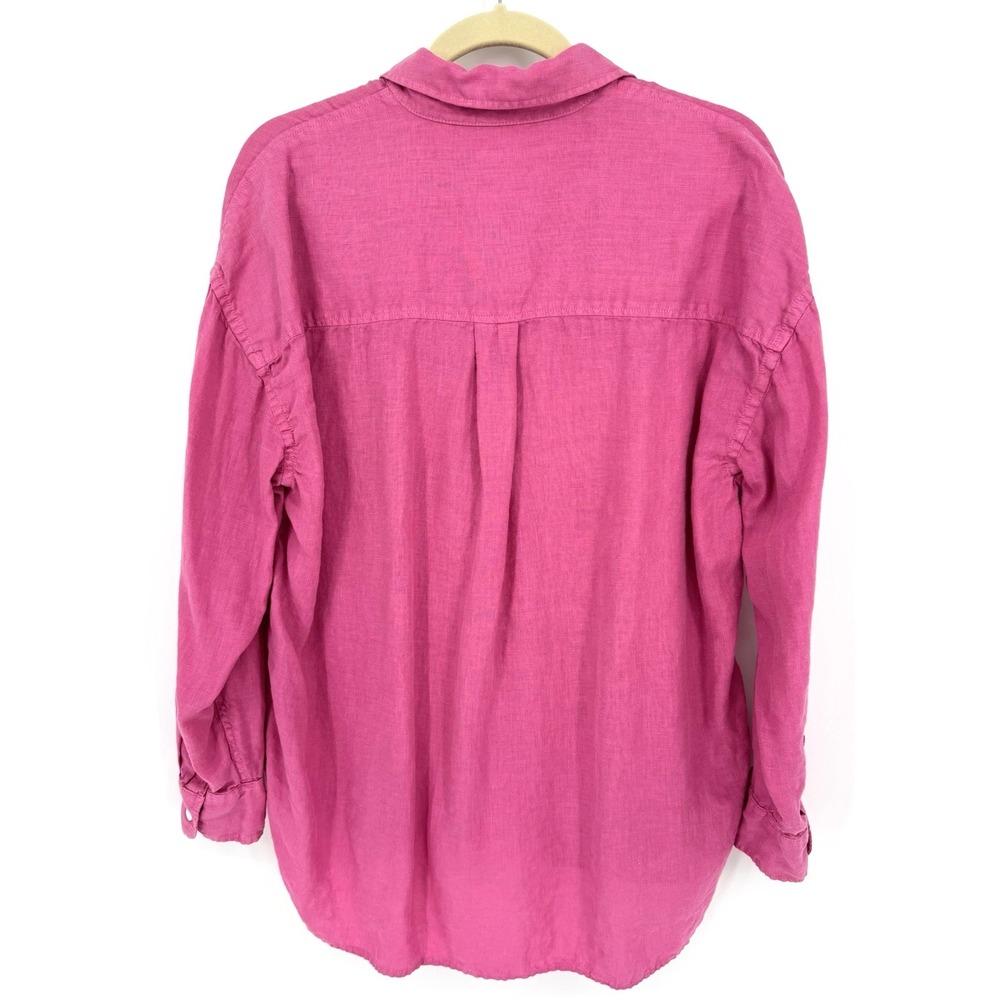 Faherty Laguna 100% Linen Long Sleeve Relaxed Button-Up Shirt Pink Women's Small - Picture 5 of 11